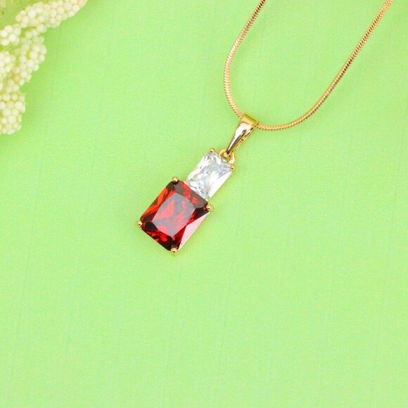 "Bold Red Pendant in Gold-Plated Setting – Luxe Statement Accent, XPPT1809 - Picture 13 of 13